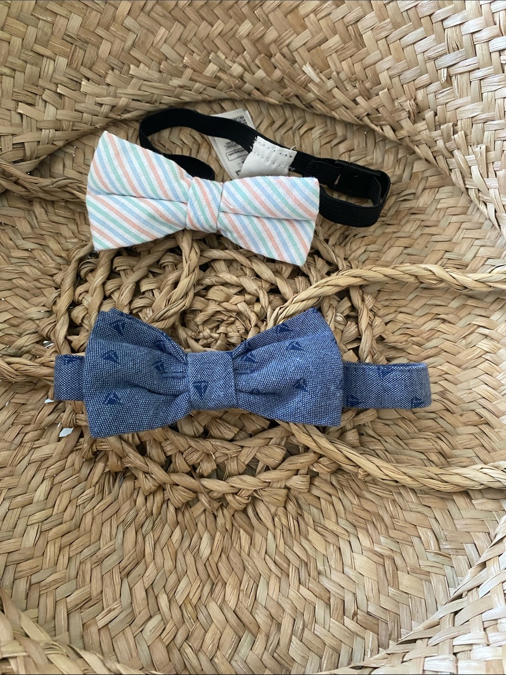 Set of 2 Boys Bow Ties - H&M + OLD NAVY Nautical Chambray - EUC